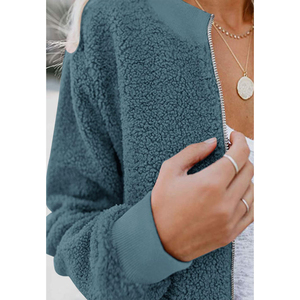 OEM Custom Design Blank Wholesale Sherpa Jacket Fleece Zip up Jacket Custom Women Sherpa Fleece Jacket for Sale - Product Image 3
