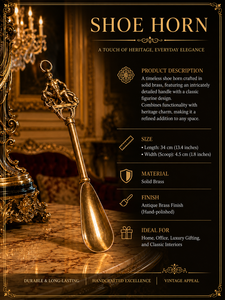Luxury Vintage Brass Shoehorn with Decorative Handle Long Metal Shoe Horn for Home Hotel Gift Collection - Product Image 4