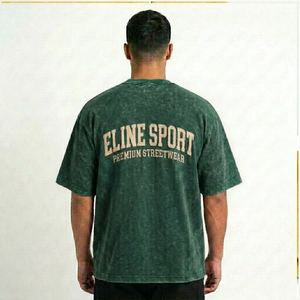 Camiseta de Hombre de Lujo, Estilo Retro, Teñido Personalizado, Lavado Mineral, 100% Algodón, Tejido Grueso, Corte Holgado, Transpirable - Product Image 2
