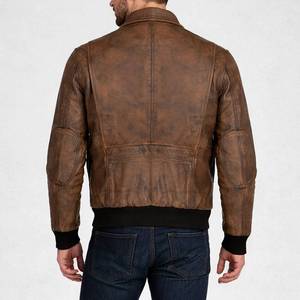 Bush Mens Distressed Brown A-2 Bomber Genuine Leather Breathable Winter Casual <b>Jacket</b> - <b>Jacket</b> Brown - Product Image 2