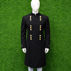 Manteau à double boutonnage noir pour officiers anciens commandants des Chevaliers Templiers, pour tenue de cérémonie maçonnique formelle - Product Image 2