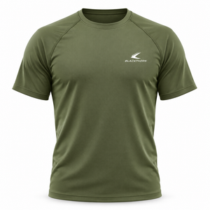 Camiseta de Manga Corta de Secado Rápido para Hombre Blackthorn, Color Sólido, Deportiva, Casual, de Verano, de Poliéster, con Logotipo Frontal - Product Image 2