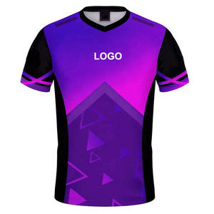 Camiseta Deportiva Sublimada con Cuello en V, Secado Rápido, Poliéster, Unisex, para Adultos, Diseño Geométrico Morado y Negro - Product Image 1