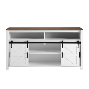 U_STYLE 59.3FT Credenza Buffet Stile Rustico per Soggiorno con Porta Scorrevole Stile Barn e Pannelli a Rete, Design con Vani Aperti - Product Image 4