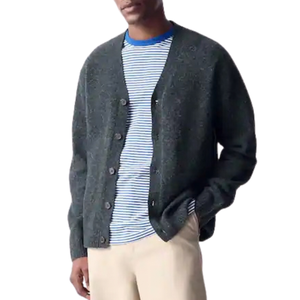 Suéter Cárdigan de Lana para Hombre, Corte Holgado, Cuello en V, Botones al Frente, Tejido Cálido, Suave y Cómodo, Prenda Casual para Usar en Capas, Ropa de Punto para Invierno - Product Image 1