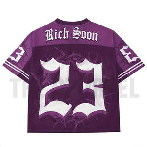 T-shirt en maille surdimensionné de style streetwear gothique Y2K pour homme, style maillot de football avec design imprimé et col en V - Product Image 6