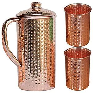 Jarra de Cobre Vintage con Bandas y Asa de Latón, Diseño Europeo, Botella de Agua Ecológica Nyxora Atelier para Viajes y Uso al Aire Libre - Product Image 1