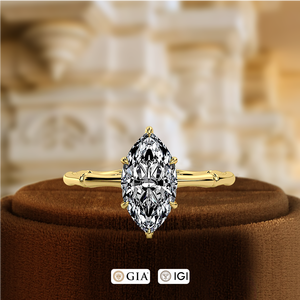 1.5CT IGI Certified, Marquise Solitaire Ring with Hidden Halo Engagement Ring, 14k Yellow Gold Wedding Ring, Propose Best Gift - Product Image 3