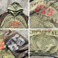 Sweat à capuche en molleton 100% coton délavé à l'acide, style streetwear vieilli, avec perles et strass, pour homme, designs personnalisés