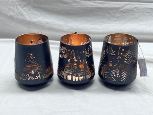 Black Iron Wire <b>Lantern</b> <b>Set</b> of 3 Christmas Handmade Durable Metal Candle Holders for Home Decoration - Product Image 3