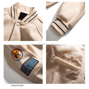 OEM ที่กำหนดเองเย็บปักถักร้อย Ptaches ฤดูหนาว100% ผ้าฝ้ายขนแกะมหาวิทยาลัยผู้ชายแจ็คเก็ตตัวแทน - Product Image 6