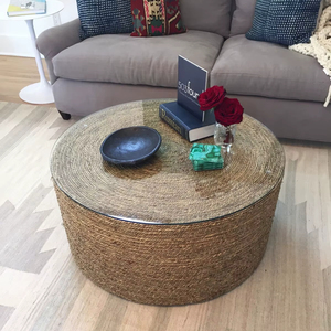 Round Rope Coffee <b>Table</b> For Balcony Garden Patio And Indoor Spaces <b>With</b> Elegant Modern Decorative Look - Product Image 1