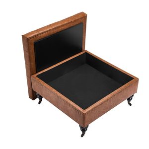 31-Inch Square Leather <b>Storage</b> Ottoman Tufted Coffee Table with Casted Rolling Wheels PU Leather Upholstered <b>Stools</b> & Ottomans - Product Image 1