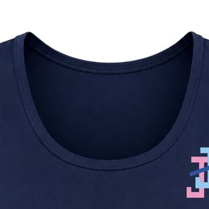 <b>Women's</b> <b>Navy</b> Blue Gym Tank <b>Top</b> with JJ Logo Embroidery Sleeveless Crew Neck Sports Training Shirt for <b>Women</b> Fitness Apparel - Product Image 2