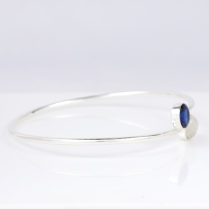 925 Sterling Silver Plated Natural Moonstone & Blue Sapphire Two-<b>Stone</b> Cuff <b>Bracelet</b> Handmade Designer Gemstone Bangle Jewelry - Product Image 6
