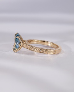 Anillo de Diamante Sintético CVD de Corte Ovalado de Lujo, Alta Calidad, Oro de 18K, Diamante Azul Cultivado en Laboratorio, Anillo de Novia, Joyería Fina para Mujer - Product Image 2