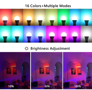 Ampoule LED intelligente RGBW avec télécommande, 16 millions de couleurs, lumière à intensité variable E27/E26, lumière à couleur changeante 2700K-6500K pour la décoration de la maison - Product Image 2