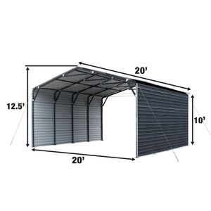 TMG MSC2020F Abri de voiture métallique simple 20FT x 20FT avec parois latérales fermées de 10FT, 400 pieds carrés, panneaux ondulés 27 GA pour abri de garage - Product Image 6