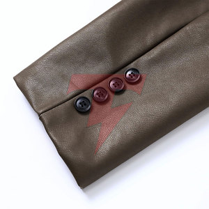 Blazer de Cuero Cruzado para Hombre, Estilo Americano Clásico, Corte Entallado, Cuello de Solapa, Ajuste Cómodo para Hombres Modernos - Product Image 6