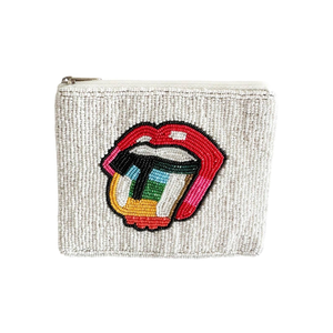 Monedero de cuentas hecho a mano con diseño de cita 'Out of Office', bordado de gafas de sol negras y cuentas blancas, artesanía, bolsa de viaje de moda - Product Image 2