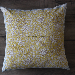 Indus Floral Hand Block Print 100% Cotton Decorative Boho 40 X 40CM Square <b>Cushion</b> <b>Cover</b> From Rajasthan - Product Image 5