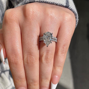 3 Carat Lab-Grown Pear Cut <b>Diamond</b> <b>Ring</b> 14K white Gold Classic Engagement Wedding Jewelry original - Product Image 4