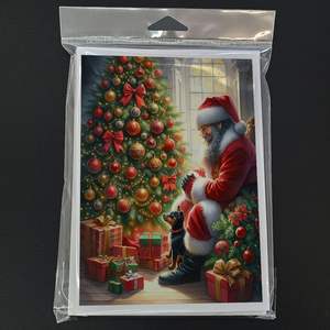 Cartes de voeux miniatures Pinscher Père Noël Lot de 8 cartes de note vierges A7 fantaisistes avec enveloppes Taille 5x7 - Product Image 3