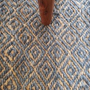 Alfombra Dhurrie Hecha a Mano, Alfombra de Yute Azul con Tejido Plano Geométrico, Alfombra India Tejida a Mano, Alfombra Dhurrie Estilo Boho - Product Image 3