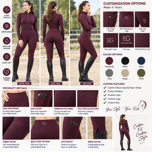 Premium <b>Equestrian</b> Riding <b>Leggings</b> for Women-Full Seat Design Quick Dry Slim Fit Polyester/Spandex Blend Best Online Sale - Product Image 3