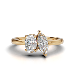 IGI Certified Lab Grown Diamond Toi Et Moi <b>Ring</b> 18K Yellow / White & Rose Gold Marquise & Oval Shape Engagement <b>Ring</b> for Women - Product Image 1