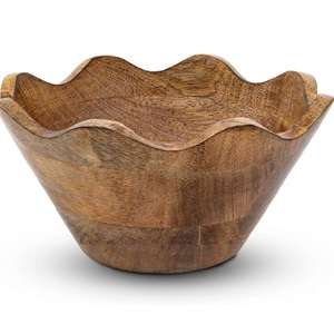 Luxury Handcrafted Acacia Wood Wavy Edge Bowl Decorative Wooden Fruit & Salad Bowl for Kitchen & Table Bowl - Product Image 1
