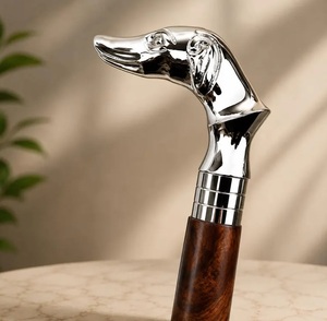 Silver Plated Duck Head Walking Stick With <b>Polished</b> Stainless Steel Handle And Dark Wood Shaft Art Collectible Figurine - Product Image 5