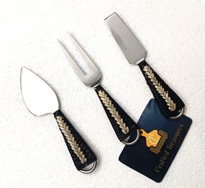 Newly Design 18/8 Stainless Steel <b>Cheese</b> <b>Set</b> 3 Pcs With Rattan Handle Eco-Friendly Durable Dinnerware Home Decor <b>Cheese</b> Utensil - Product Image 2