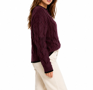 Women's European Style Winter <b>Cardigan</b> <b>Sweater</b> 100% Cotton Knitwear with Button V Neck - Product Image 3