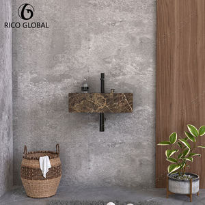 Lavabo de Pared RICO GLOBAL de Mármol Rectangular Pulido Minimalista con Grifo Monomando de Un Solo Orificio - Product Image 4