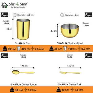 Ensemble de dîner Shagun en acier inoxydable avec revêtement PVD or 50 PCS (capacité de 6 personnes) - Product Image 4