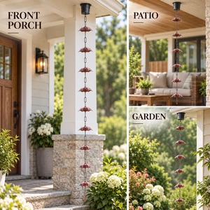 Chaîne de pluie contemporaine en métal avec coupelles connectées pour l'aménagement extérieur - Product Image 6