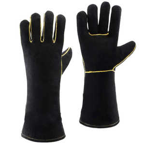 Gants de travail en cuir de vachette de qualité supérieure, résistants à la chaleur et au feu, personnalisables pour barbecue, four, cheminée, protection des mains. - Product Image 1