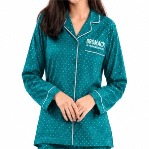 Women’s premium Color Design <b>Sleeping</b> Suit With Button Front Shirt And Matching Trousers <b>Night</b> Clothing Set Collared Pajama Set - Product Image 4