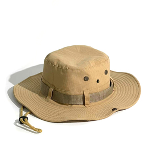 Unisex Waterproof Bucket <b>Hat</b> Solid Color Cotton Canvas Washed Hand Embroidery Adjustable Outdoor Casual Style Adult Spring - Product Image 1