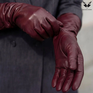 Gants longs en similicuir bordeaux foncé pour femme, gants de soirée formels pour opéra, gants sexy en cuir PU rouge foncé pour fête - Product Image 5