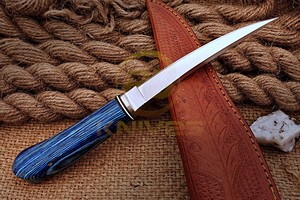 Handmade Stainless Steel Fillet <b>Knife</b> With Wood <b>Handle</b> Fishing Processing <b>Knife</b> with Leather Sheath - Product Image 4
