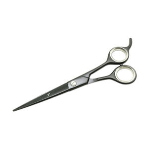 Ciseaux de coiffure professionnels noirs de 5,5 pouces, à lame droite, en acier inoxydable tranchant, pour barbier, avec grandes poignées ergonomiques - Product Image 4