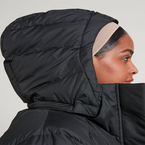 Veste longue matelassée noire personnalisée pour femme, modèle 2026, en duvet, manteau d'hiver chaud, coupe-vent respirant, style urbain vintage, OEM - Product Image 5