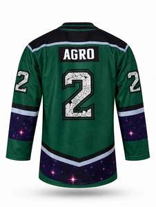 Custom Sublimation Forest <b>Green</b> Ice Hockey Jersey Vintage <b>Lace</b> Up Galaxy Space Raccoon Apparel Heavy Duty Team Match Tops - Product Image 4