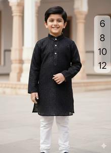 Conjunto de Kurta y Pijama para Niños, Fabricado en India, con Bordado Chikankari de Lakhnavi, para Ocasiones Especiales y Celebraciones, en Venta - Product Image 2
