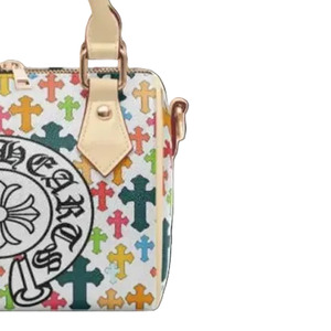 <b>Women's</b> Colorful Cross Print PU Top Handle <b>Satchel</b> <b>Bag</b> Zipper Closure <b>for</b> Daily Use - Product Image 3