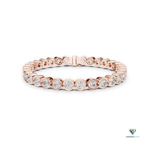 9.30 CT Rose <b>Gold</b> Round Lab Grown Diamond Bezel Set Tennis Bracelet in 18K <b>Solid</b> <b>Gold</b> - Product Image 1