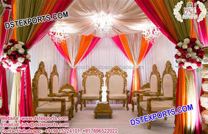 Magnifiques chaises Mandap Design pour les décors de cérémonie Ensemble de chaises Mandap de mariage modernes Superbe décor Mandap Ensemble de chaises basses - Product Image 5