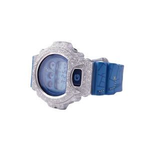 Stunning Moissanite Diamond Elegant Fashion <b>Watch</b> with Rubber Band Round <b>Case</b> Unisex Design-Half Iced <b>Watch</b> - Product Image 2